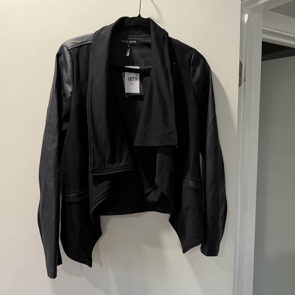 Women’s NWT Lerner New York Black Faux Leather Jacket - Size L